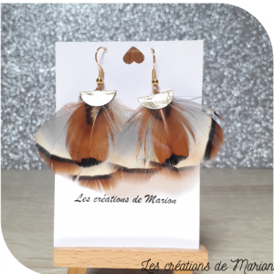 Boucles d'oreille plumes et attache demi-lune