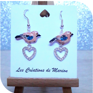 Boucles d'oreille Geai coeur