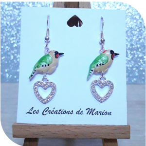 Boucles d'oreille pic vert coeur