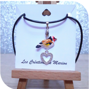 Pendentif chardonneret coeur