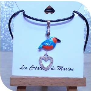 Pendentif martin pêcheur coeur